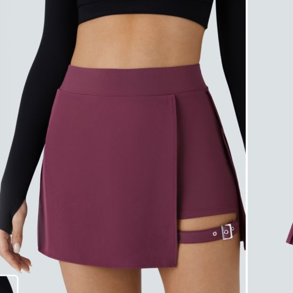 HALARA Plum Wrap-Front Active Skort with Buckle Strap